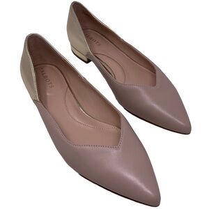 Talbots “Portia” Nude & Gold Metallic Back Nappa Leather Flats Women’s Size 7M